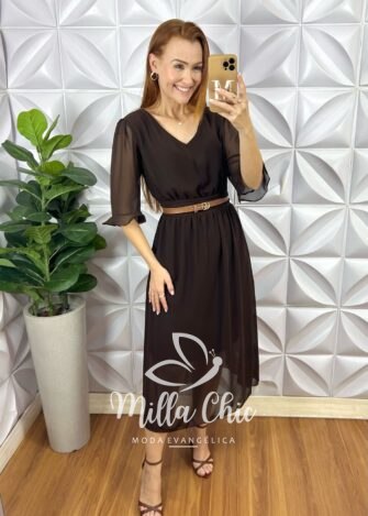 Milla Chic - millachic com br vestido diana em chiffon boho marrom 2 Vestido Diana Em Chiffon Boho - Marrom - Milla Chic