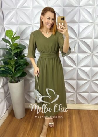 Vestido Diana Em Chiffon Boho - Verde - Milla Chic