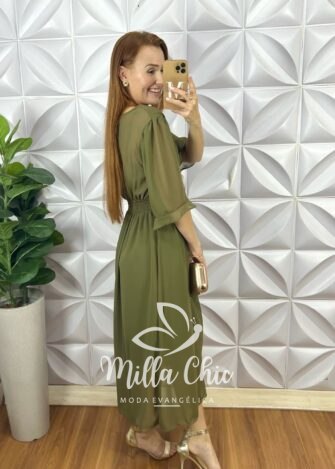 Milla Chic - millachic com br vestido diana em chiffon boho verde 4 Vestido Diana Em Chiffon Boho - Verde - Milla Chic