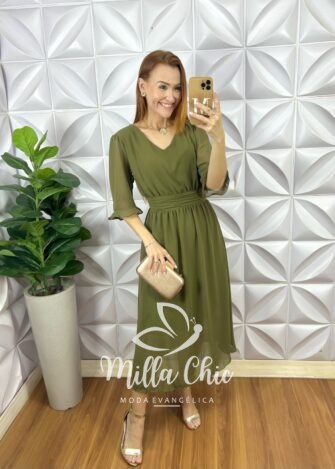 Milla Chic - millachic com br vestido diana em chiffon boho verde 5 Vestido Diana Em Chiffon Boho - Verde - Milla Chic
