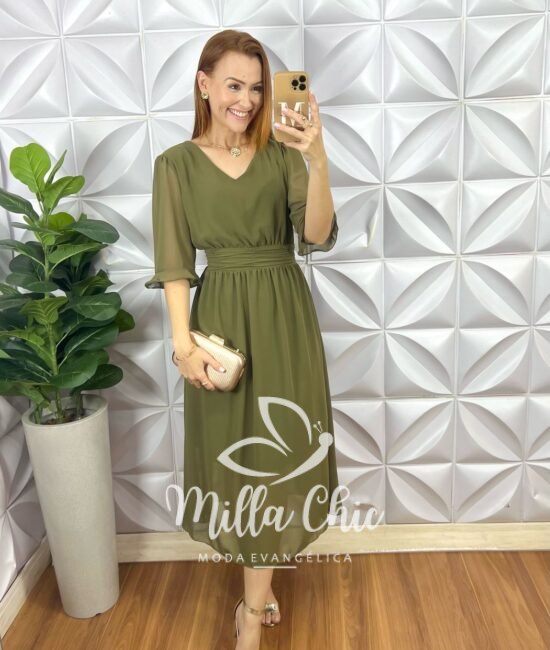Vestido Diana Em Chiffon Boho - Verde - Milla Chic