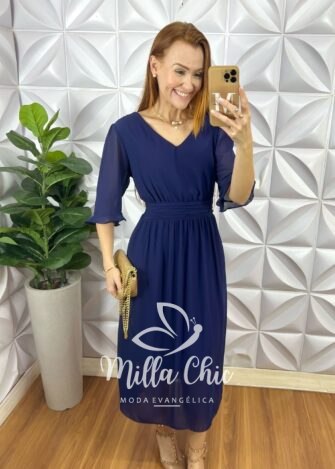 Milla Chic - millachic com br vestido diana em chiffon boho verde copia 5 Vestido Diana Em Chiffon Boho - Azul - Milla Chic