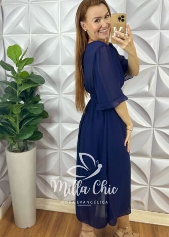 Milla Chic - millachic com br vestido diana em chiffon boho verde copia 6 Vestido Diana Em Chiffon Boho - Azul - Milla Chic