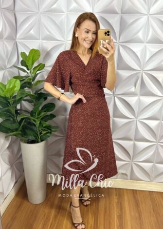 Vestido Envelope Eulália - Marrom - Milla Chic