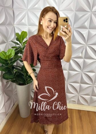 Vestido Envelope Eulália - Marrom - Milla Chic