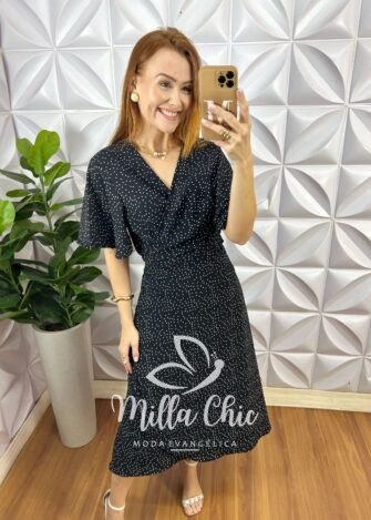 Vestido Envelope Eulália - Preto - Milla Chic