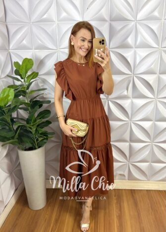 Vestido Europa Mocha Mouse - Marrom - Milla Chic