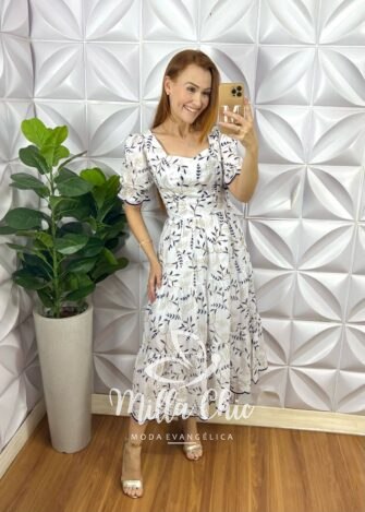 Vestido Francesca Lesie Bordada - Branco - Milla Chic