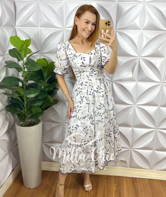 Vestido Francesca Lesie Bordada - Branco - Milla Chic