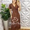 Vestido Nadine Em Viscolinho - Marrom - Milla Chic