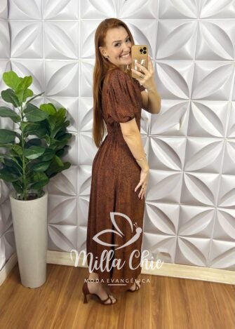 Milla Chic - millachic com br vestido georgia viscolinho estampado marrom copia 2 Vestido Nadine Em Viscolinho - Marrom - Milla Chic