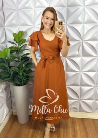 Milla Chic - millachic com br vestido linho ines terracota 1 Vestido Linho Inês - TerraCota - Milla Chic