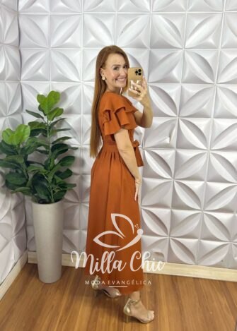 Milla Chic - millachic com br vestido linho ines terracota 2 Vestido Linho Inês - TerraCota - Milla Chic