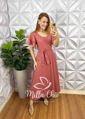 Vestido Linho Inês - Rosé - Milla Chic