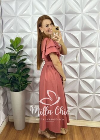 Vestido Linho Inês - Rosé - Milla Chic