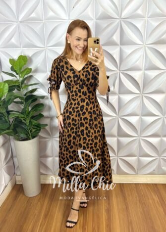 Milla Chic - millachic com br vestido liz viscolinho estampado animal print 2 Vestido Liz Viscolinho Estampado - Animal Print - Milla Chic