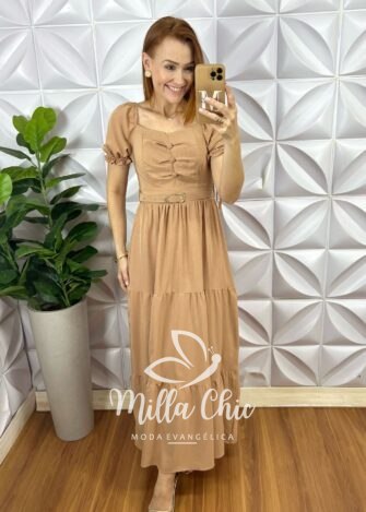 Vestido Longo Valquíria - Marrom - Milla Chic