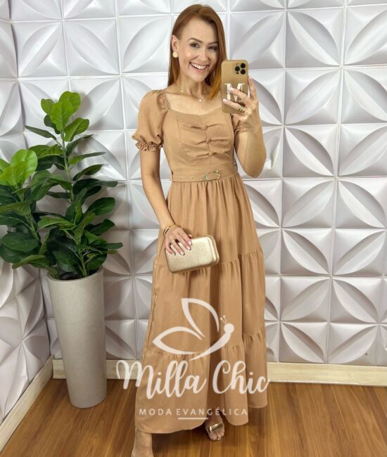 Vestido Longo Valquíria - Marrom - Milla Chic