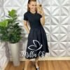 Vestido Marjorie Tricoline Com Canelado - Preto - Milla Chic