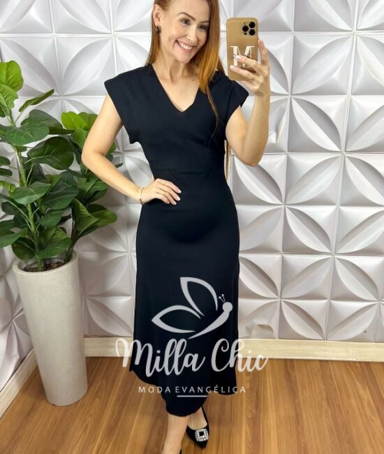 Vestido Miss Em Tricot Modal - Preto - Milla Chic