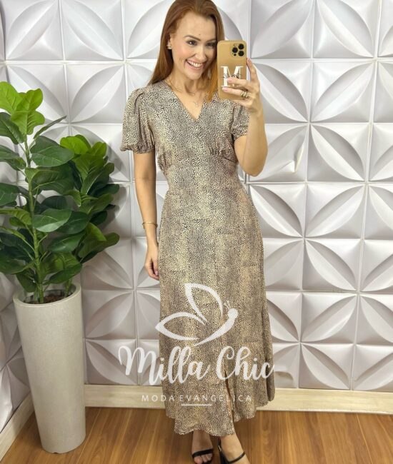 Vestido Nadine Em Viscolinho - Nude - Milla Chic