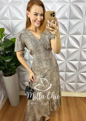 Vestido Nadine Em Viscolinho - Nude - Milla Chic