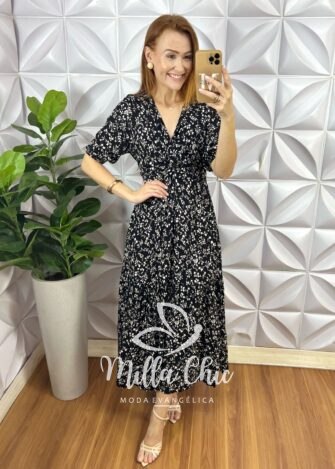 Vestido Nala Em Viscolinho - Preto - Milla Chic