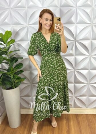 Vestido Nala Em Viscolinho - Verde - Milla Chic