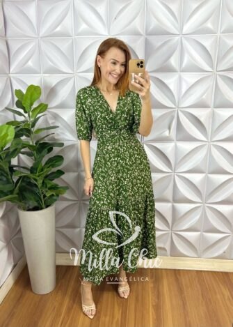 Vestido Nala Em Viscolinho - Verde - Milla Chic
