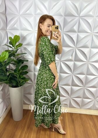 Vestido Nala Em Viscolinho - Verde - Milla Chic