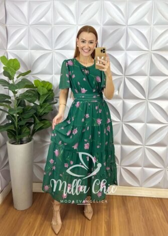Milla Chic - millachic com br vestido ninive em chiffon verde 3 Vestido Ninive Em Chiffon - Verde - Milla Chic