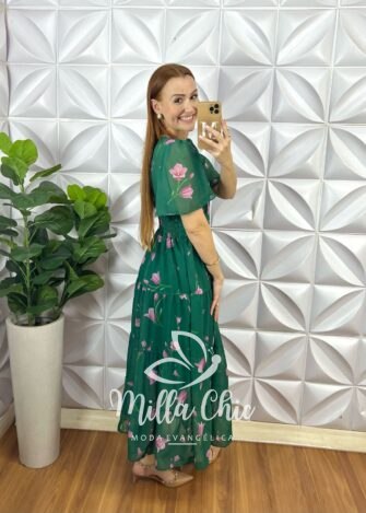 Milla Chic - millachic com br vestido ninive em chiffon verde 4 Vestido Ninive Em Chiffon - Verde - Milla Chic