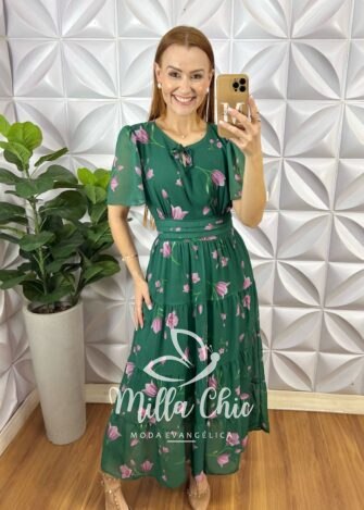 Milla Chic - millachic com br vestido ninive em chiffon verde 5 Vestido Ninive Em Chiffon - Verde - Milla Chic