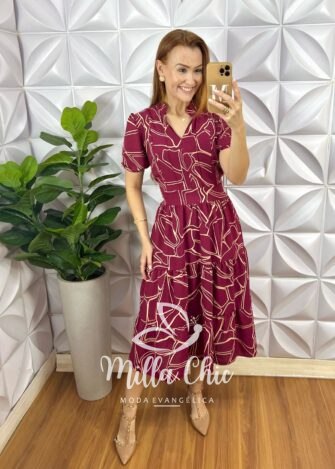 Vestido Otilia Em Crepe Dunnas - Vermelho - Milla Chic