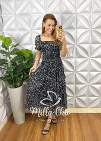 Milla Chic - millachic com br vestido suica em tule poa vermelho copia 3 Vestido Suíça Em Tule Póa - Preto - Milla Chic