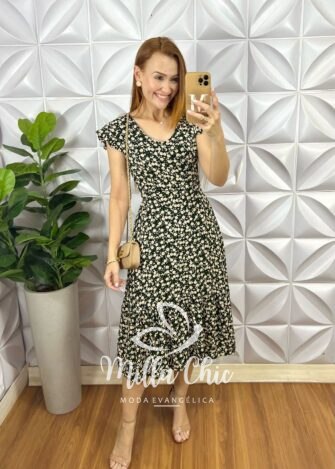 Vestido Vera Em Viscolinho - Preto - Milla Chic