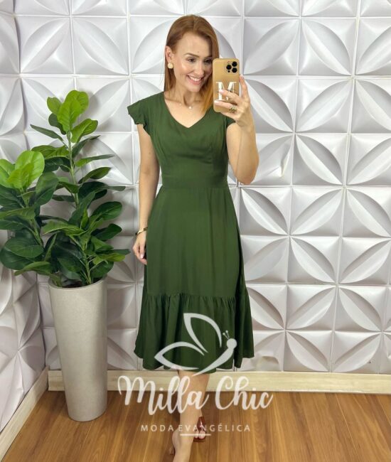 Vestido Vera Em Viscolinho - Verde - Milla Chic