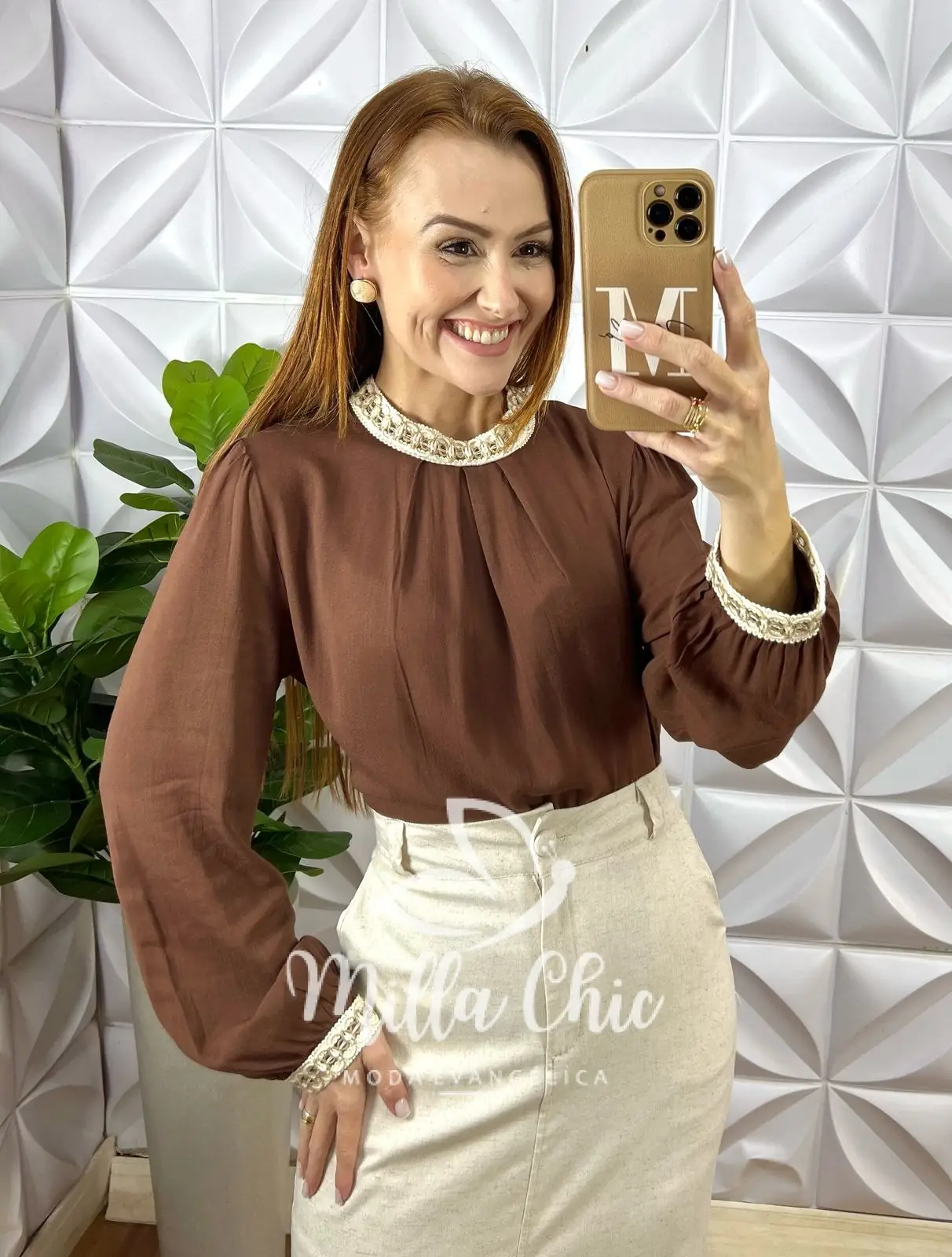 Camisa Carmem Em Cambraia De Linho – Marrom – Milla Chic Camisa Carmem Em Cambraia De Linho - Marrom - Milla Chic