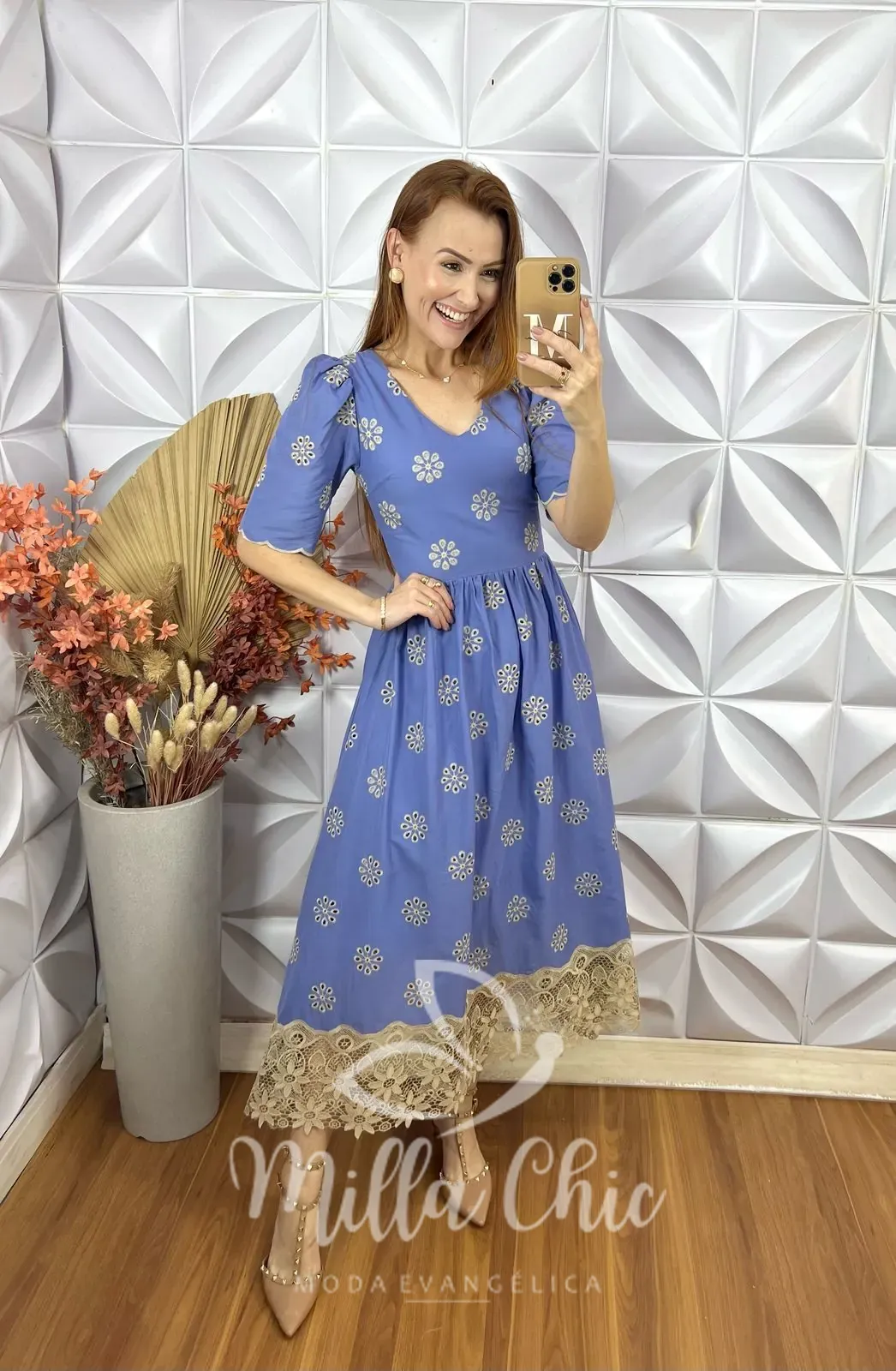 Vestido Megh Em Lesie Algodão – Azul – Milla Chic Vestido Megh Em Lesie Algodão - Azul - Milla Chic