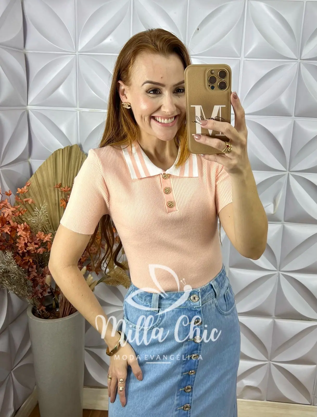 Blusa Tricot Lauren Botões Dourados – Rosa – Milla Chic Blusa Tricot Lauren Botões Dourados - Rosa - Milla Chic
