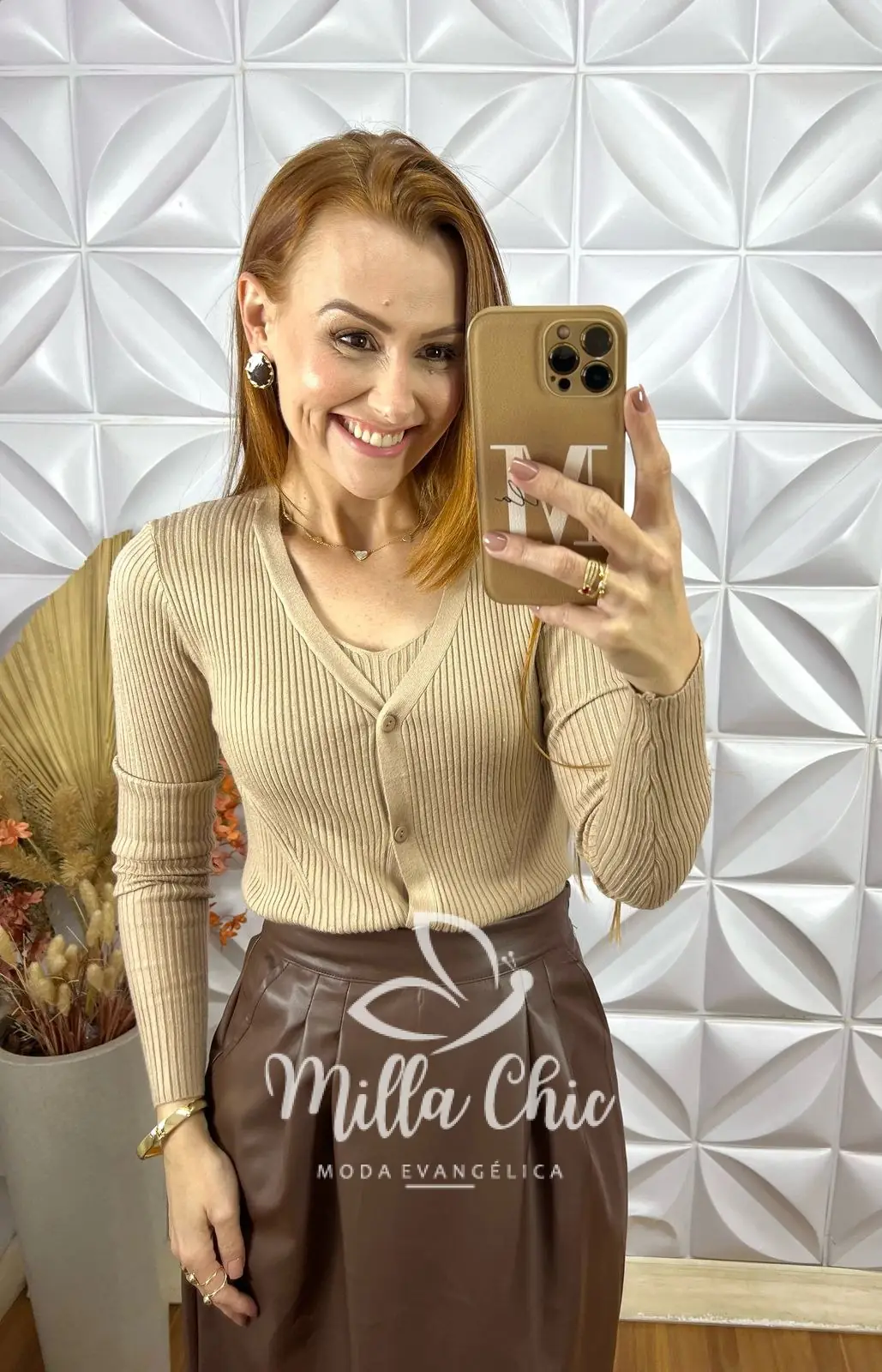 Cardigan Com Blusa Tricot Modal Clotilde – Nude – Milla Chic Cardigan Com Blusa Tricot Modal Clotilde - Nude - Milla Chic