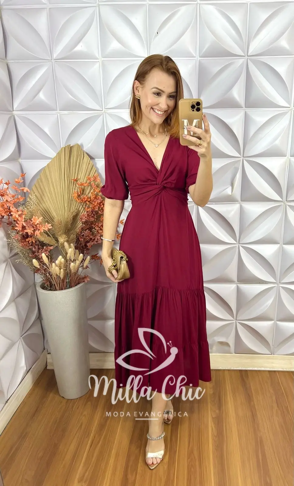 Vestido Nala Em Viscolinho – Cherry – Milla Chic Vestido Nala Em Viscolinho - Cherry - Milla Chic