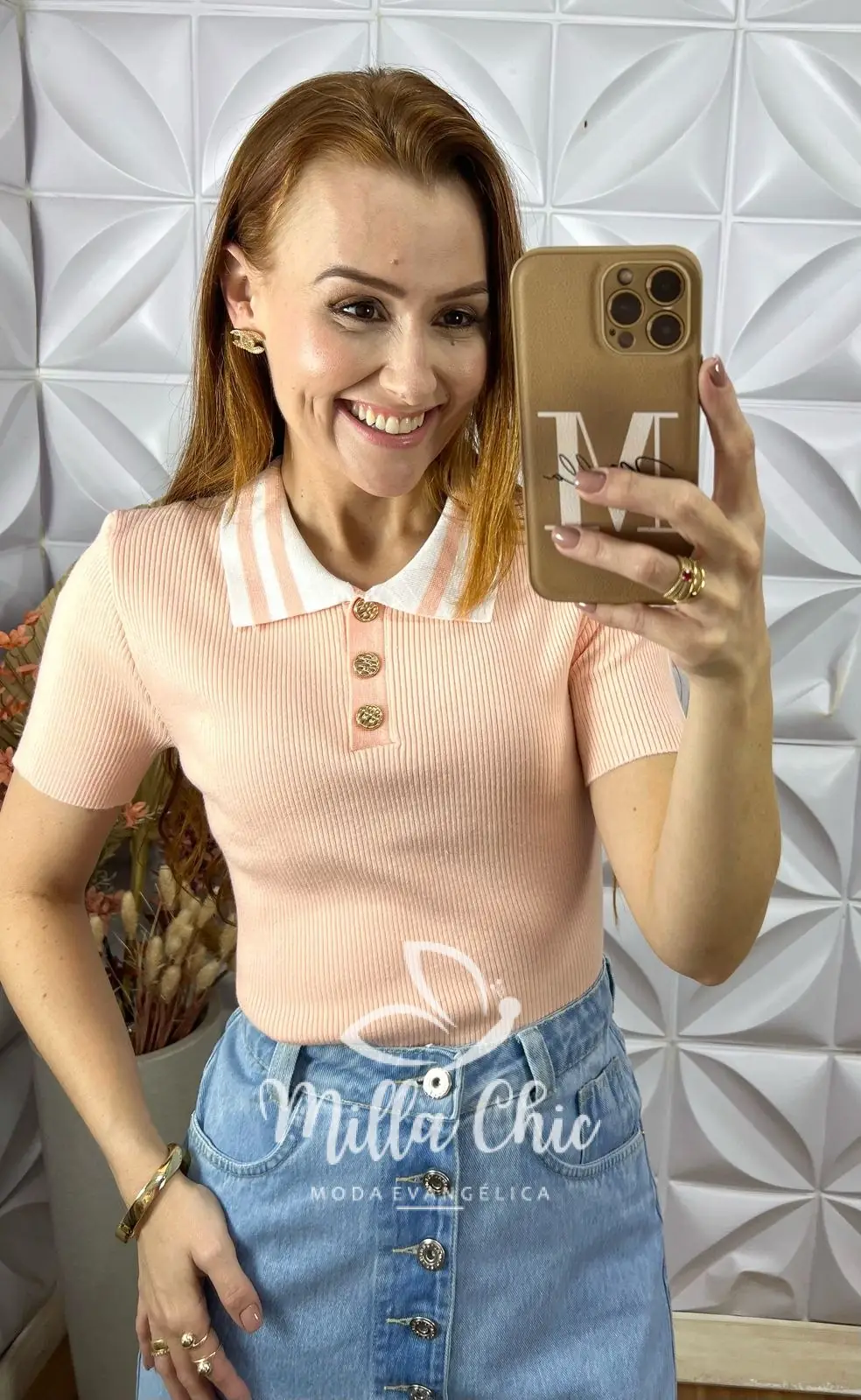 Blusa Tricot Lauren Botões Dourados – Rosa – Milla Chic Blusa Tricot Lauren Botões Dourados - Rosa - Milla Chic