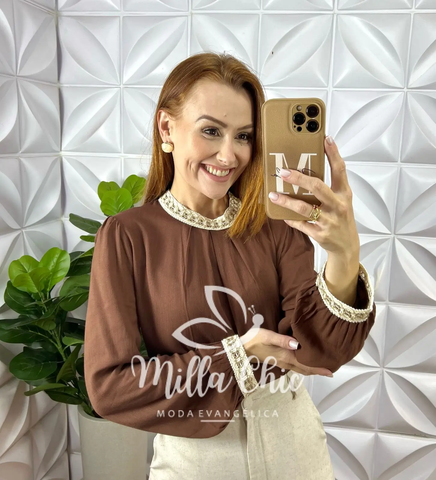 Camisa Carmem Em Cambraia De Linho – Marrom – Milla Chic Camisa Carmem Em Cambraia De Linho - Marrom - Milla Chic