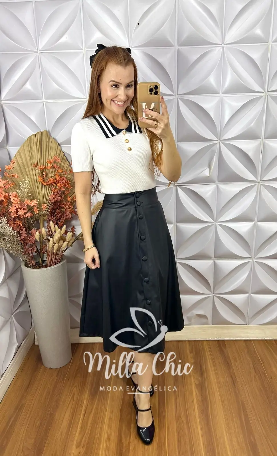 Blusa Tricot Lauren Botões Dourados – Branca – Milla Chic Blusa Tricot Lauren Botões Dourados - Branca - Milla Chic