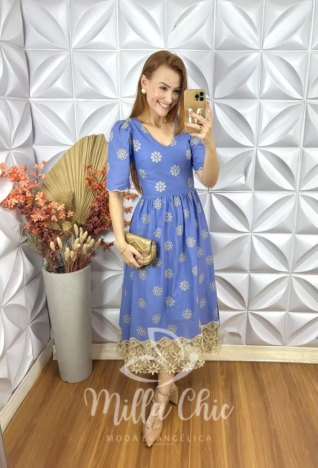 Vestido Megh Em Lesie Algodão – Azul – Milla Chic Vestido Megh Em Lesie Algodão - Azul - Milla Chic