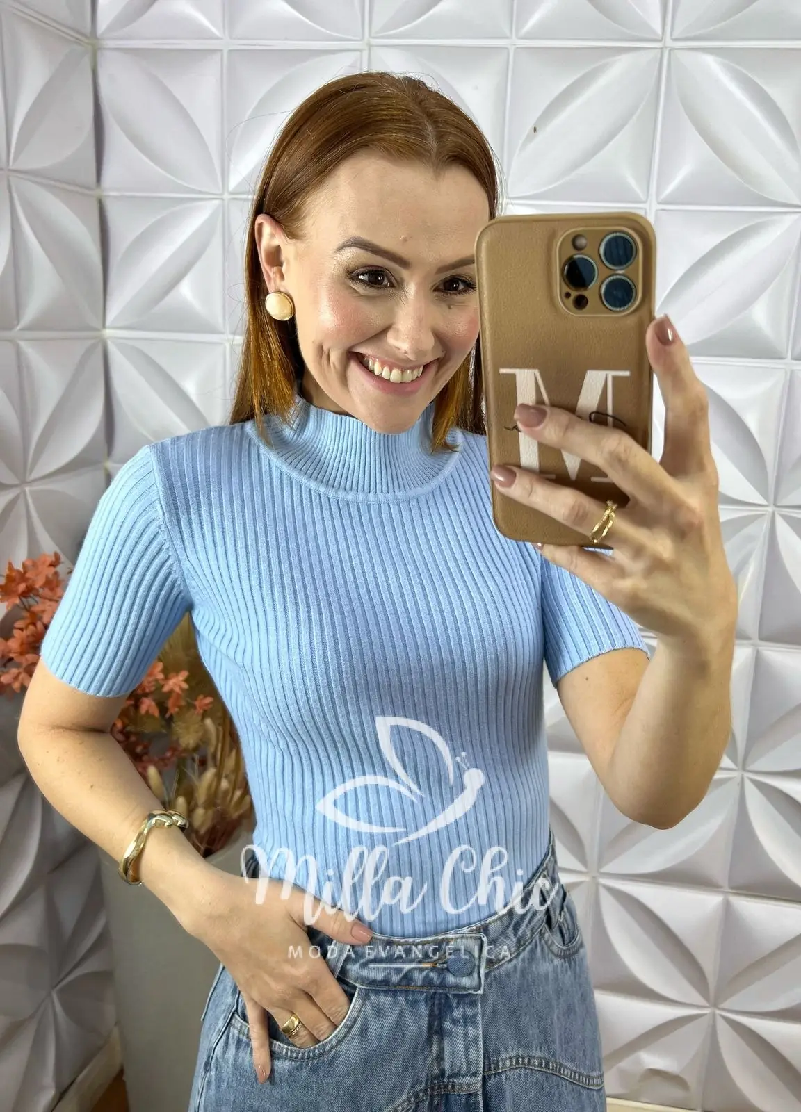 Cacharel Em Tricot Manga Curta – Azul – Milla Chic Cacharel Em Tricot Manga Curta - Azul - Milla Chic