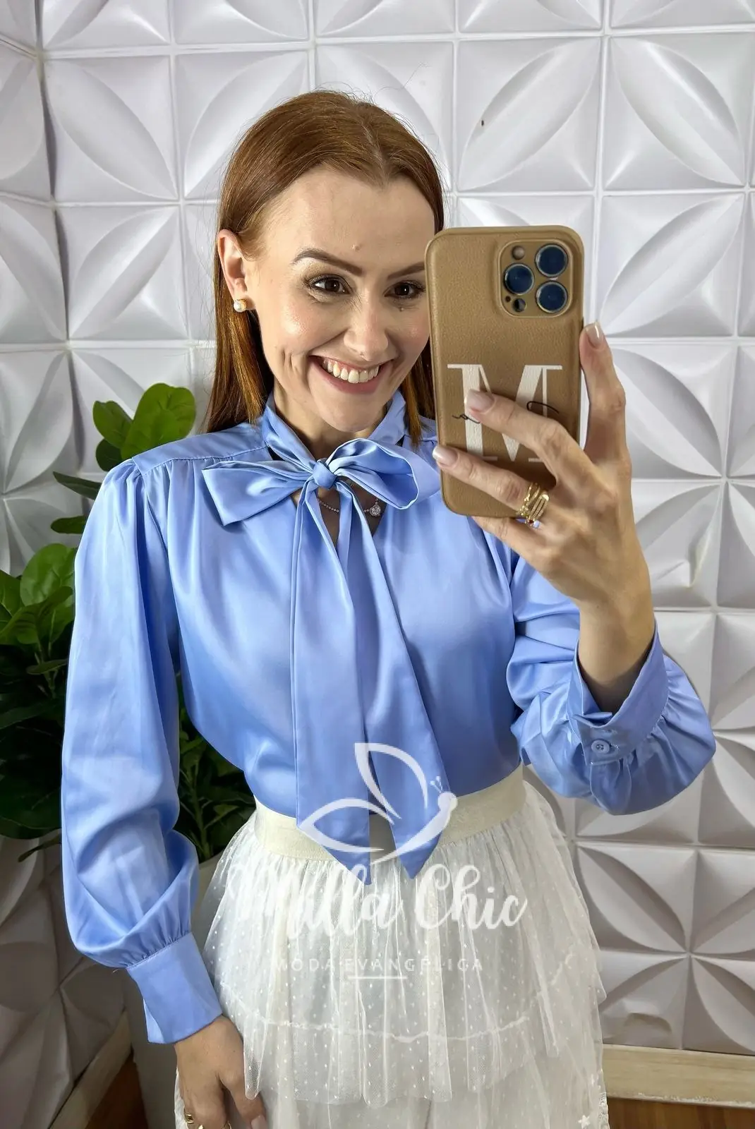 Camisa Em Cetim Glória – Azul – Milla Chic Camisa Em Cetim Glória - Azul - Milla Chic