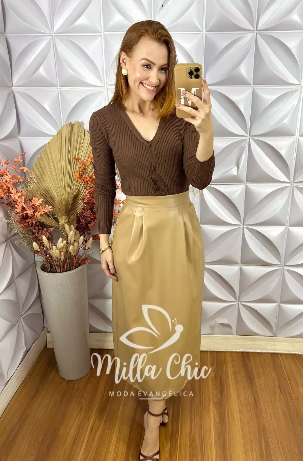 Cardigan Com Blusa Tricot Modal Clotilde – Marrom – Milla Chic Cardigan Com Blusa Tricot Modal Clotilde - Marrom - Milla Chic