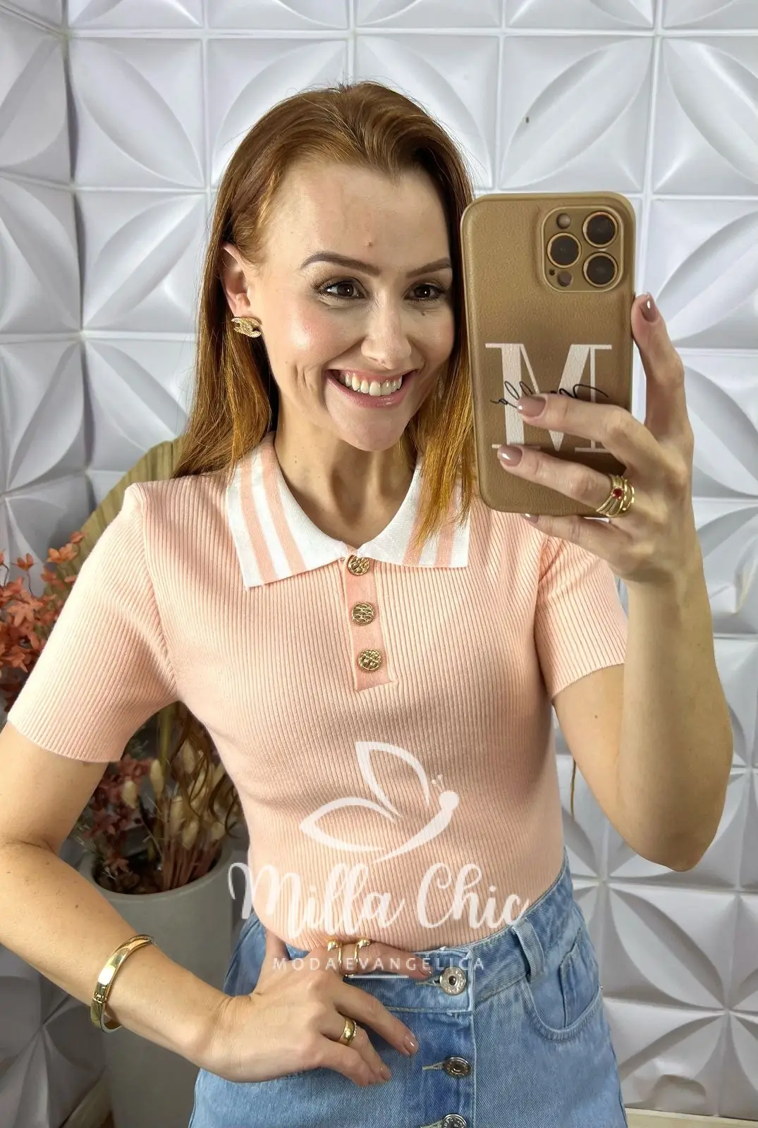 Blusa Tricot Lauren Botões Dourados – Rosa – Milla Chic Blusa Tricot Lauren Botões Dourados - Rosa - Milla Chic